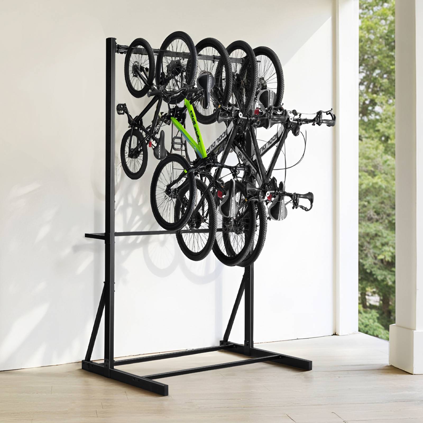 VEVOR Support vélo 5 vélos, acier carbone, charge 136 kg, vertical. - Image 8