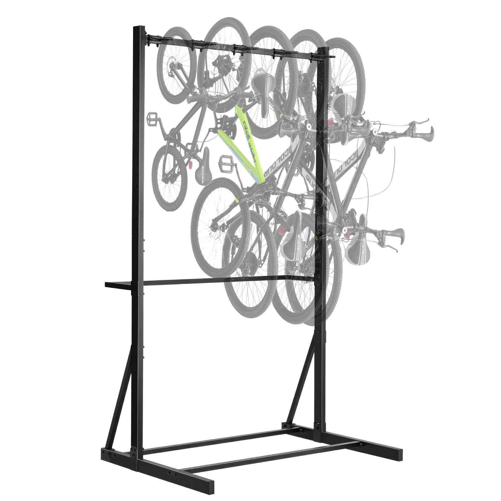 VEVOR Support vélo 5 vélos, acier carbone, charge 136 kg, vertical. - Image 1