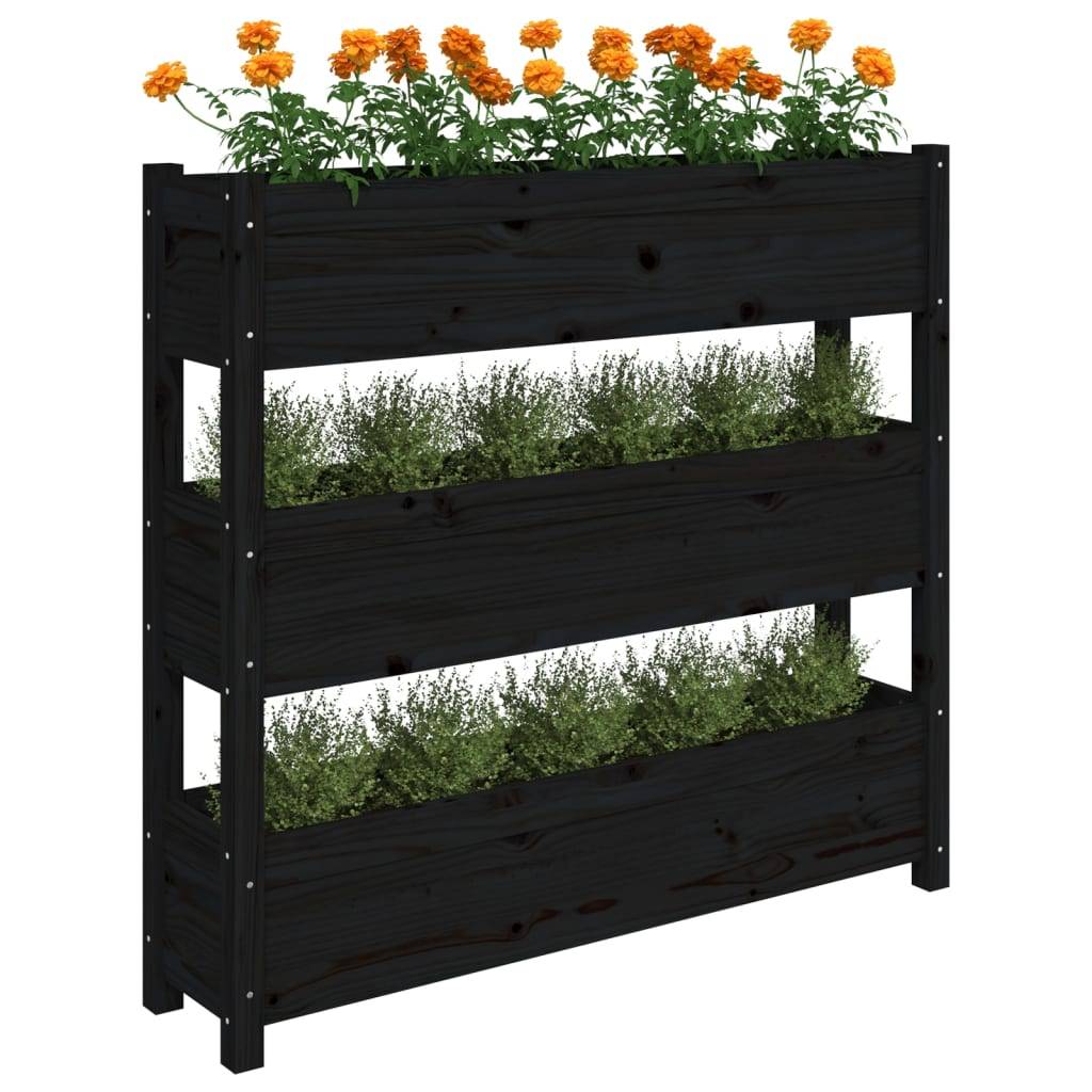 Vidaxl - Jardinière Noir 112x25x104,5 cm Bois massif de pin vidaXL 823924 - Image 5