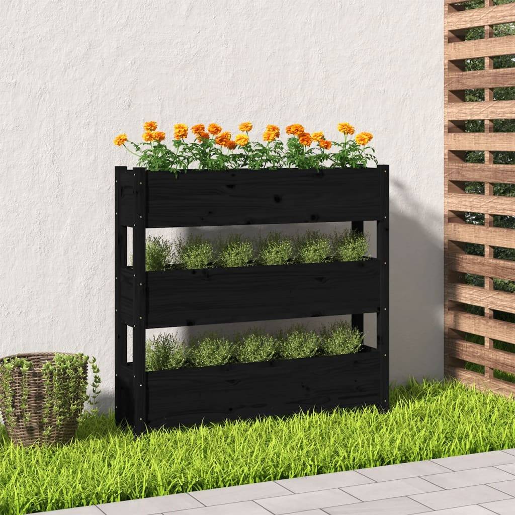 Vidaxl - Jardinière Noir 112x25x104,5 cm Bois massif de pin vidaXL 823924 - Image 1