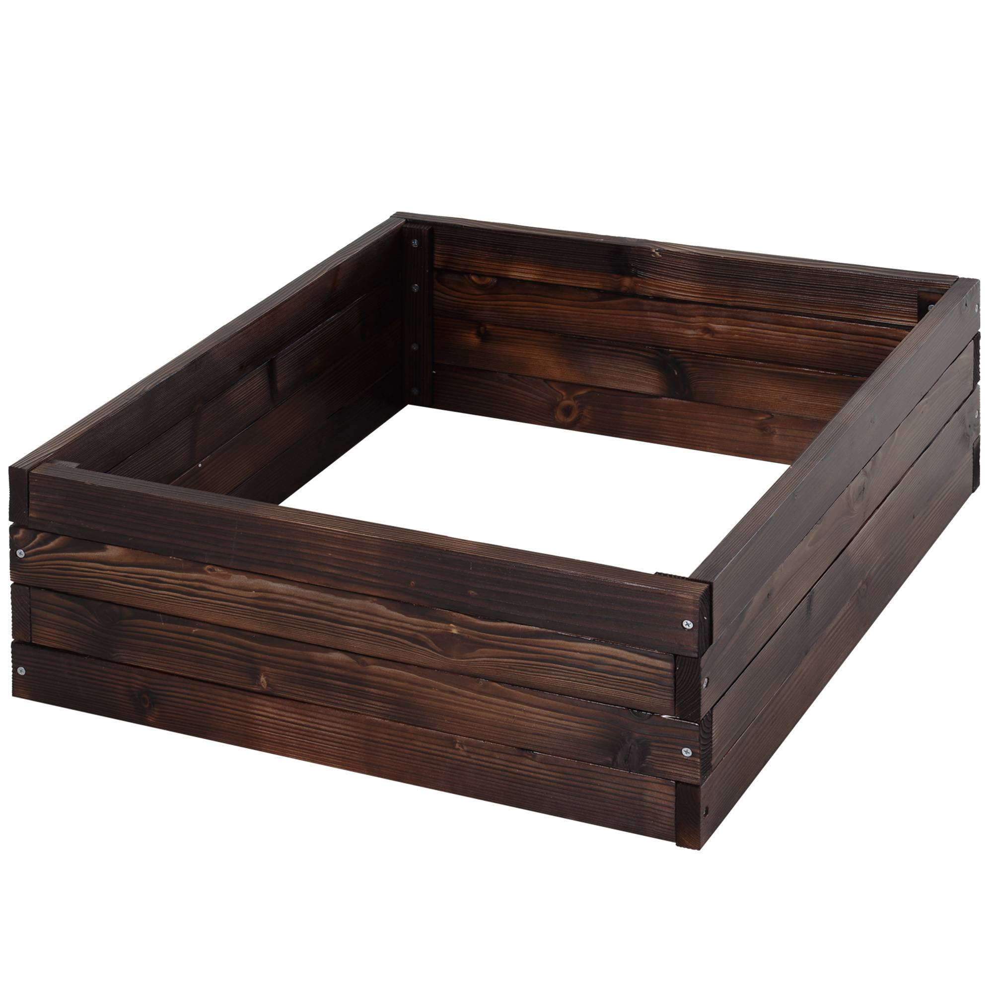 Bac de jardin en bois massif, brun foncé, 60 x 60 x 23 cm - PANGIVO - Image 1