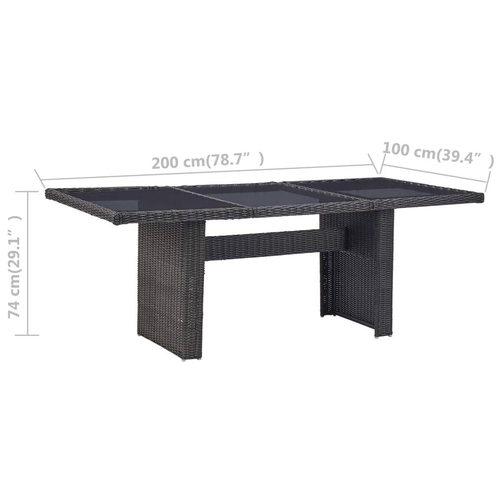 ComfortXL - Grande Table de Jardin Noire 200x100 cm, Design en Résine Tressée et Plateau en Verre – ComfortXL Outdoor Living - Image 6