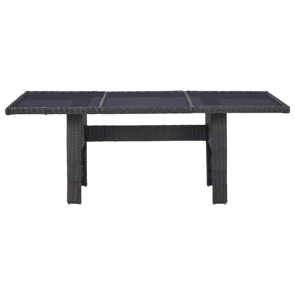 ComfortXL - Grande Table de Jardin Noire 200x100 cm, Design en Résine Tressée et Plateau en Verre – ComfortXL Outdoor Living - Image 2
