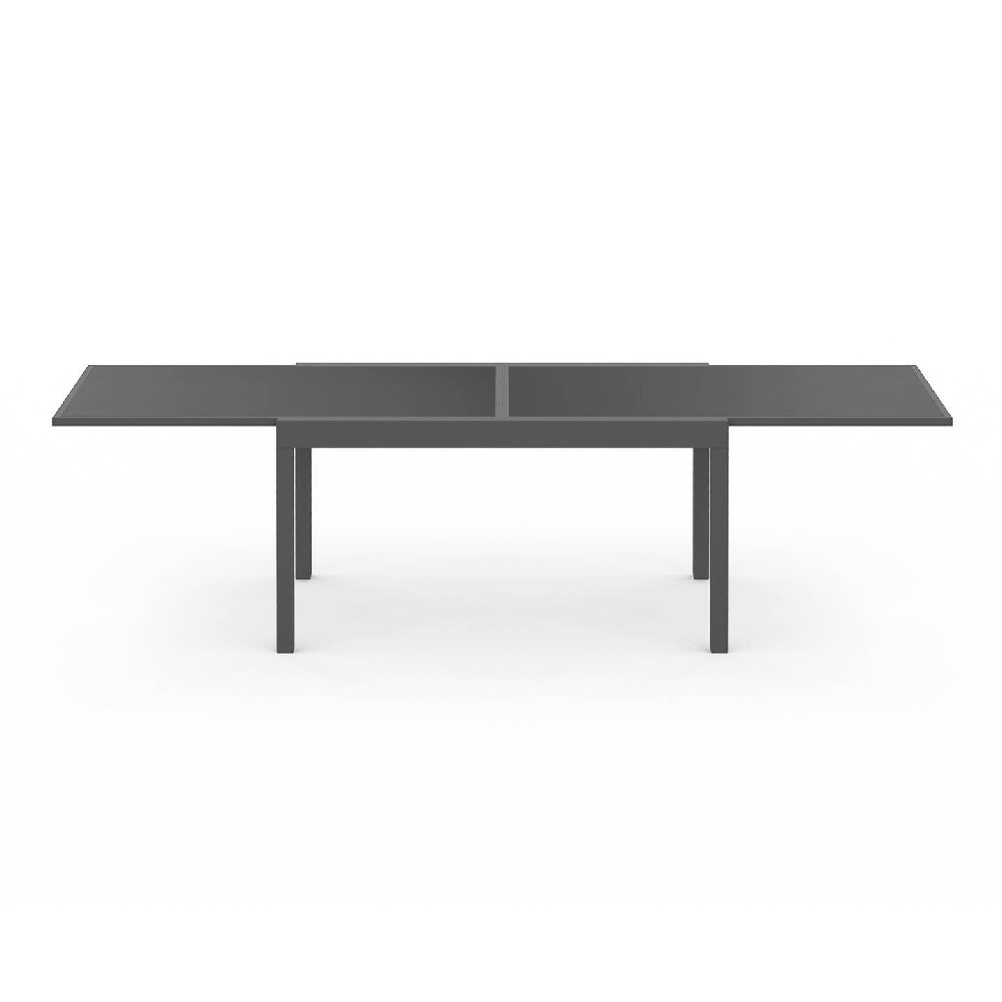 Salon de jardin MADRID table extensible plateau gris 135-270 CM et 12 chaises empilables gris anthracite - Image 3