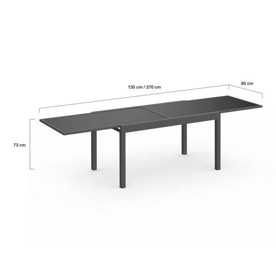 Salon de jardin MADRID table extensible plateau gris 135-270 CM et 12 chaises empilables gris anthracite - Image 6