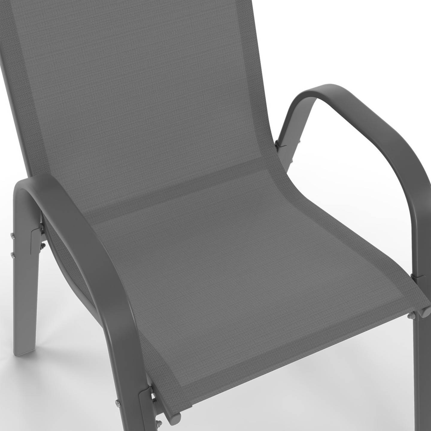 Salon de jardin MADRID table extensible plateau gris 135-270 CM et 12 chaises empilables gris anthracite - Image 9