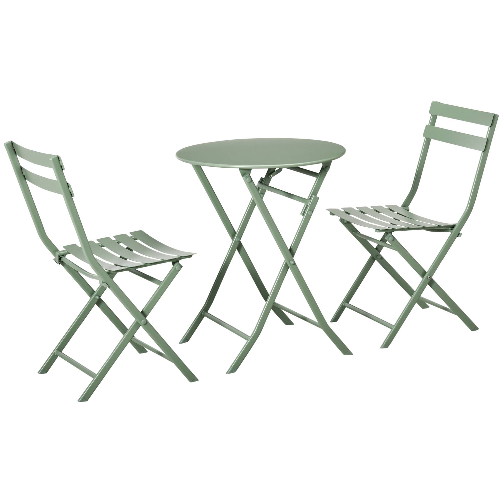 Outsunny - Ensemble table bistrot avec 2 chaises pliantes Ø60cm salon jardin 2p métal thermolaqué vert - Outsunny - Image 7