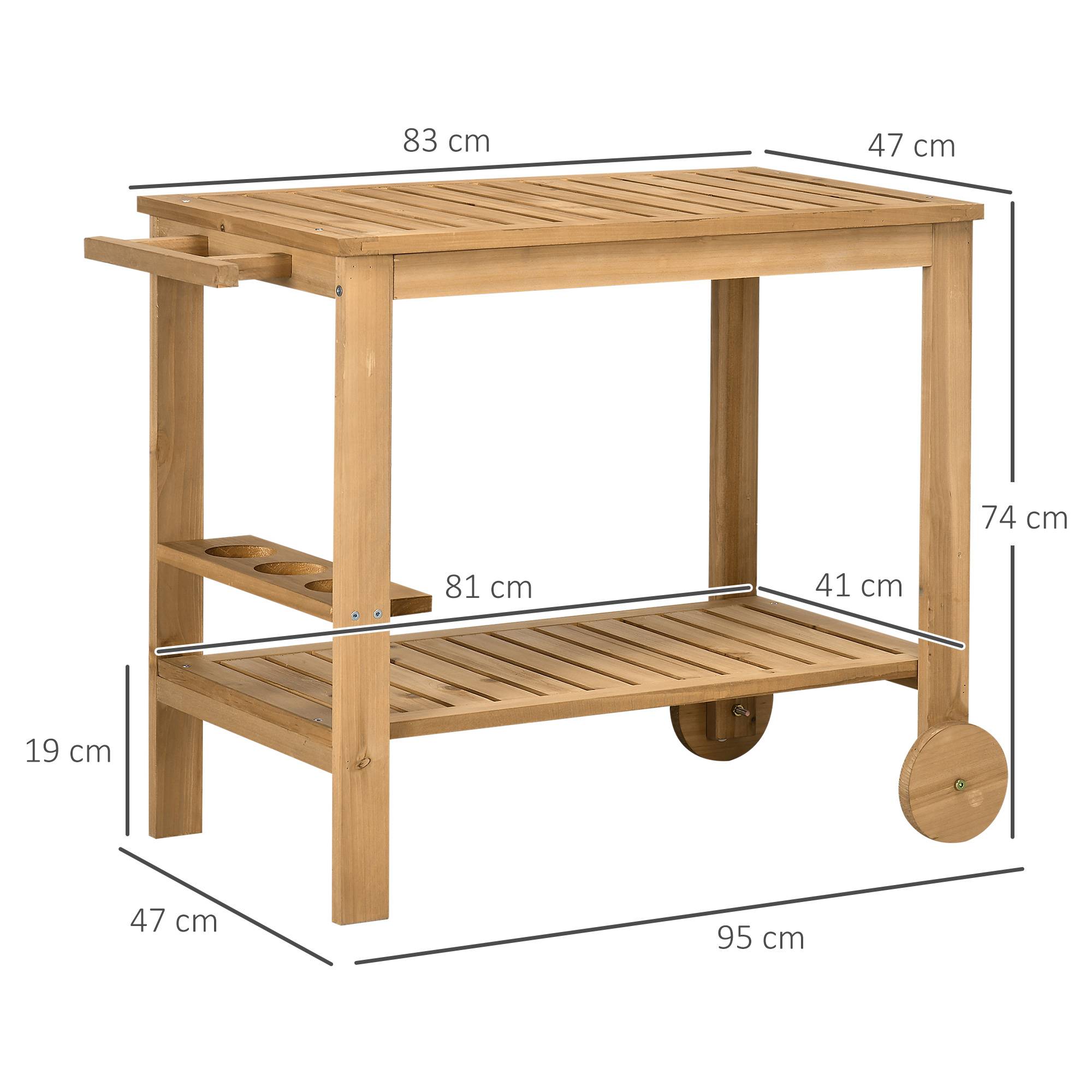 Desserte de jardin bois naturel 95 x 47 x 74 cm - PANGIVO - Image 5