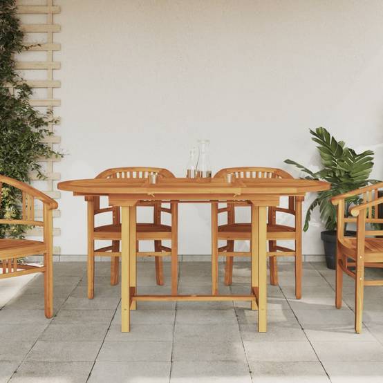 Table extensible d'extérieur - Table de jardin 110-160x80x75 cm bois de teck solide - Image 2