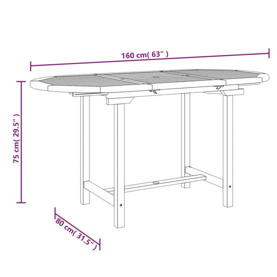 Table extensible d'extérieur - Table de jardin 110-160x80x75 cm bois de teck solide - Image 7