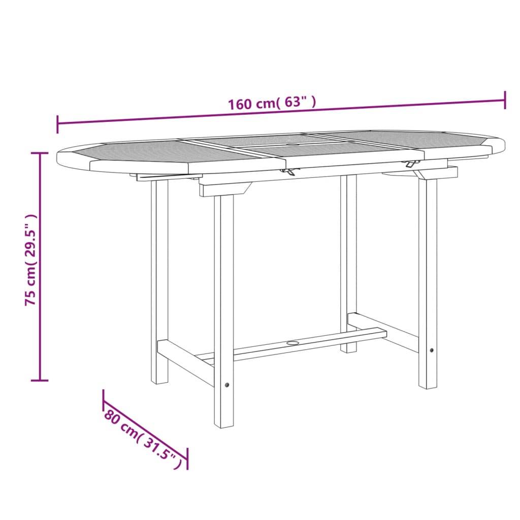 Table extensible d'extérieur - Table de jardin 110-160x80x75 cm bois de teck solide - Image 7