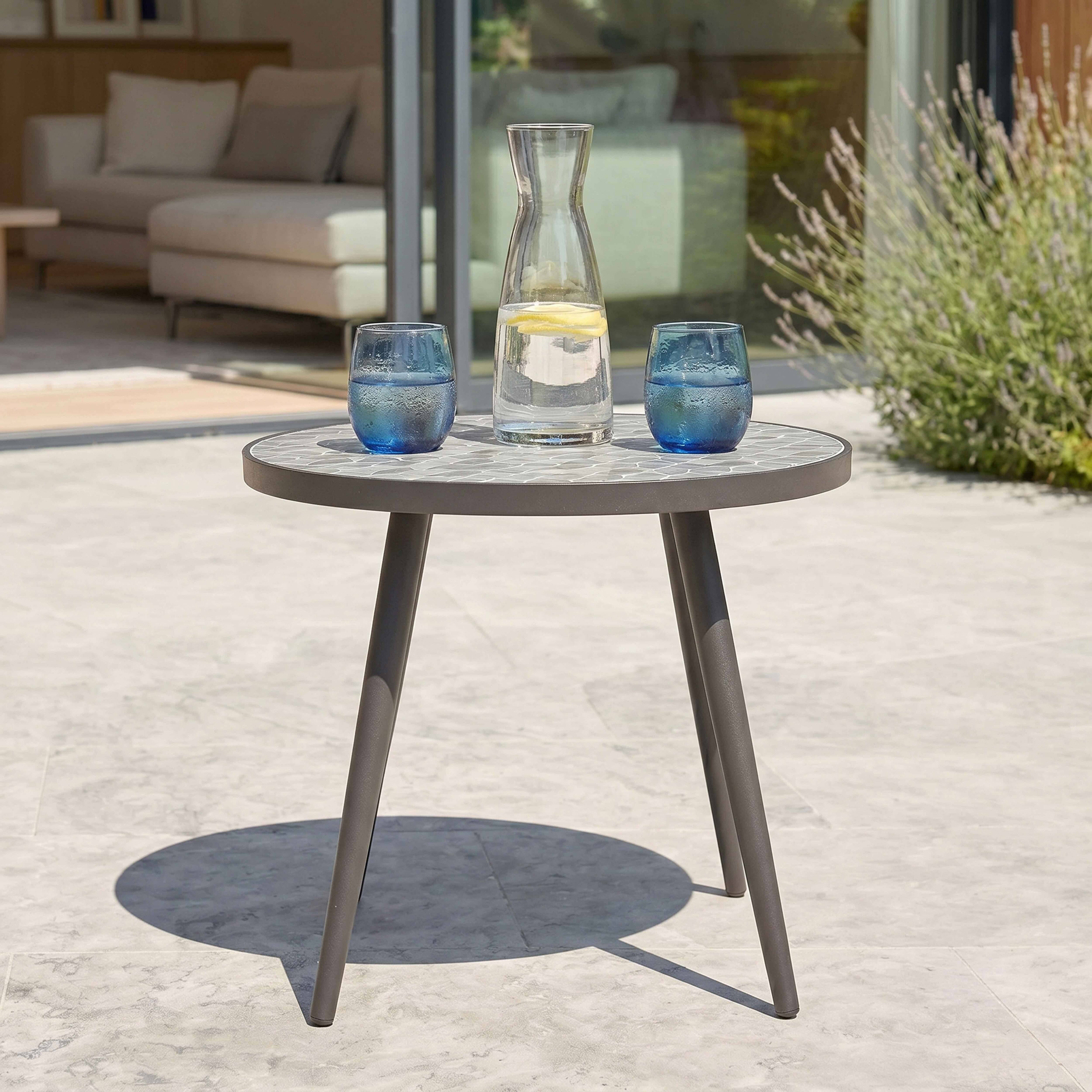 Oviala - Table basse ronde de jardin en acier noir plateau en céramique Tivoli - Oviala - Image 3