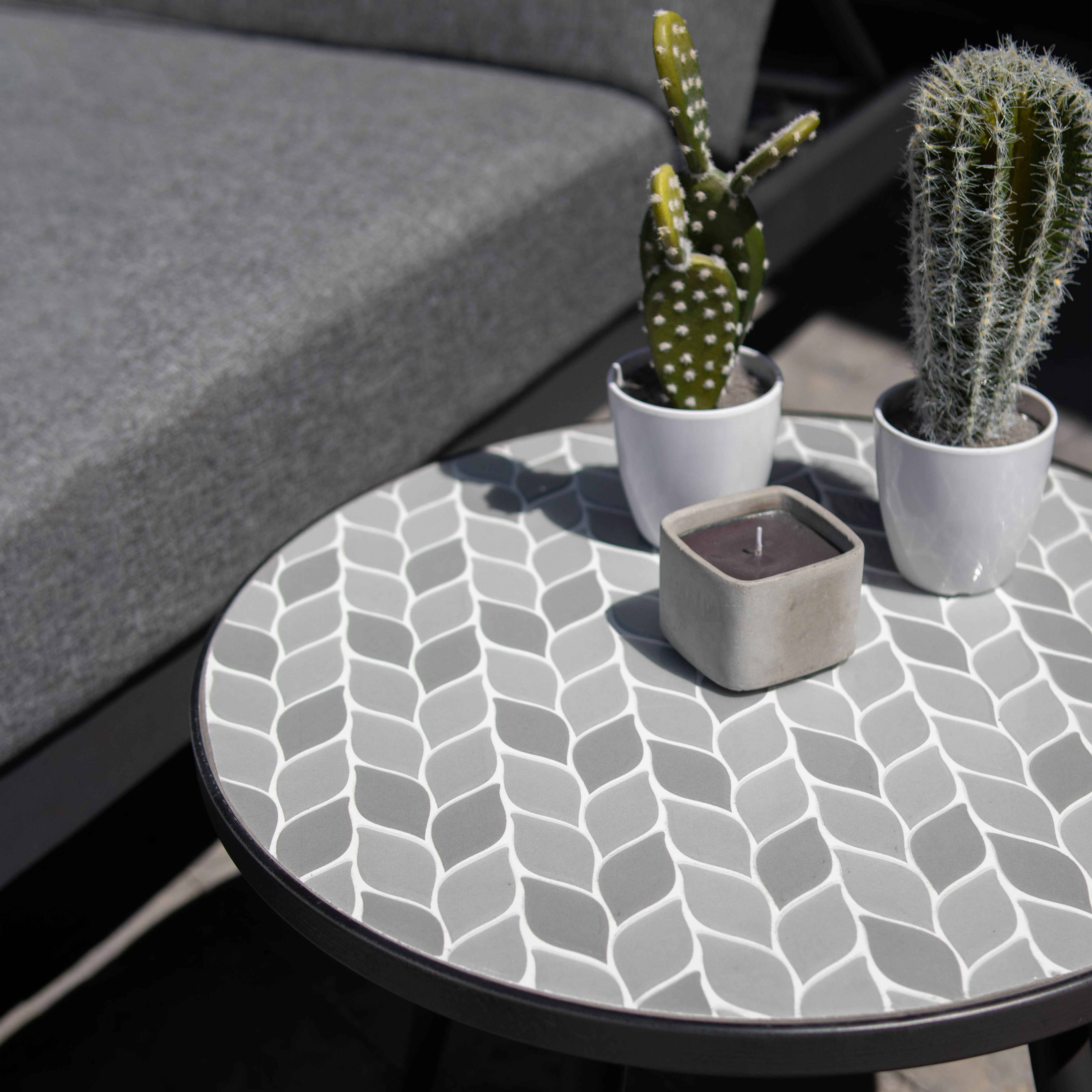 Oviala - Table basse ronde de jardin en acier noir plateau en céramique Tivoli - Oviala - Image 5