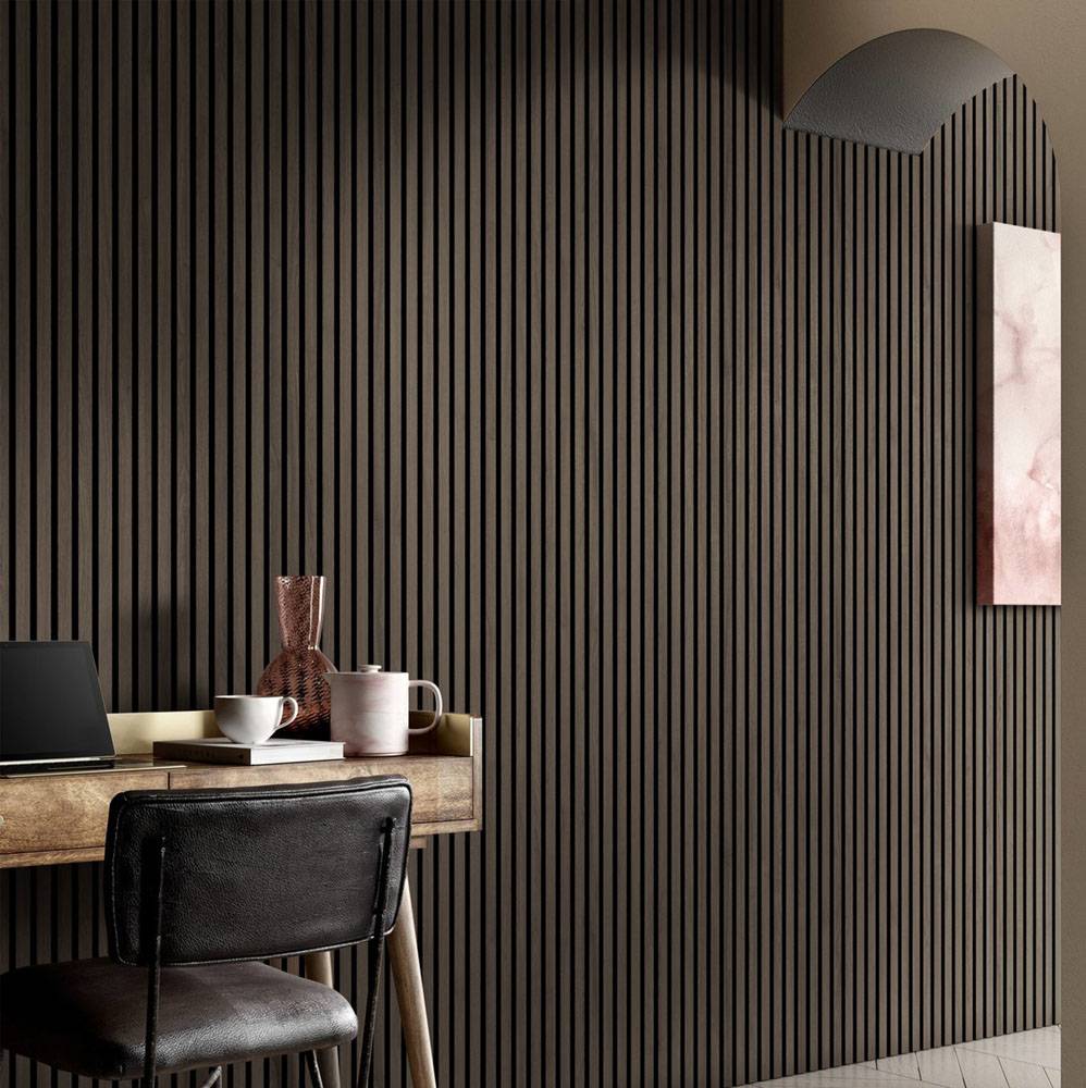 Home Deluxe - HOME DELUXE Panneau acoustique SONIC Smoked Oak - 80 x 40 cm I Panneaux acoustiques en bois Panneau mural Panneau acoustique Panneau MDF Revêtement - Image 1