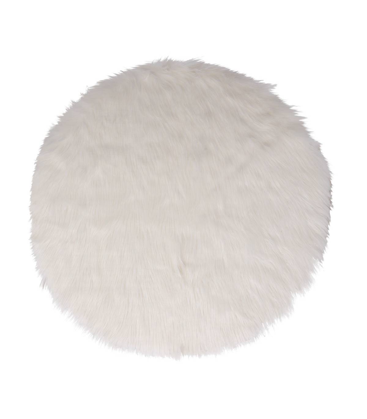 Déco de Noël Tapis pour pied de Sapin en Fourrure Blanche D 90 cm
