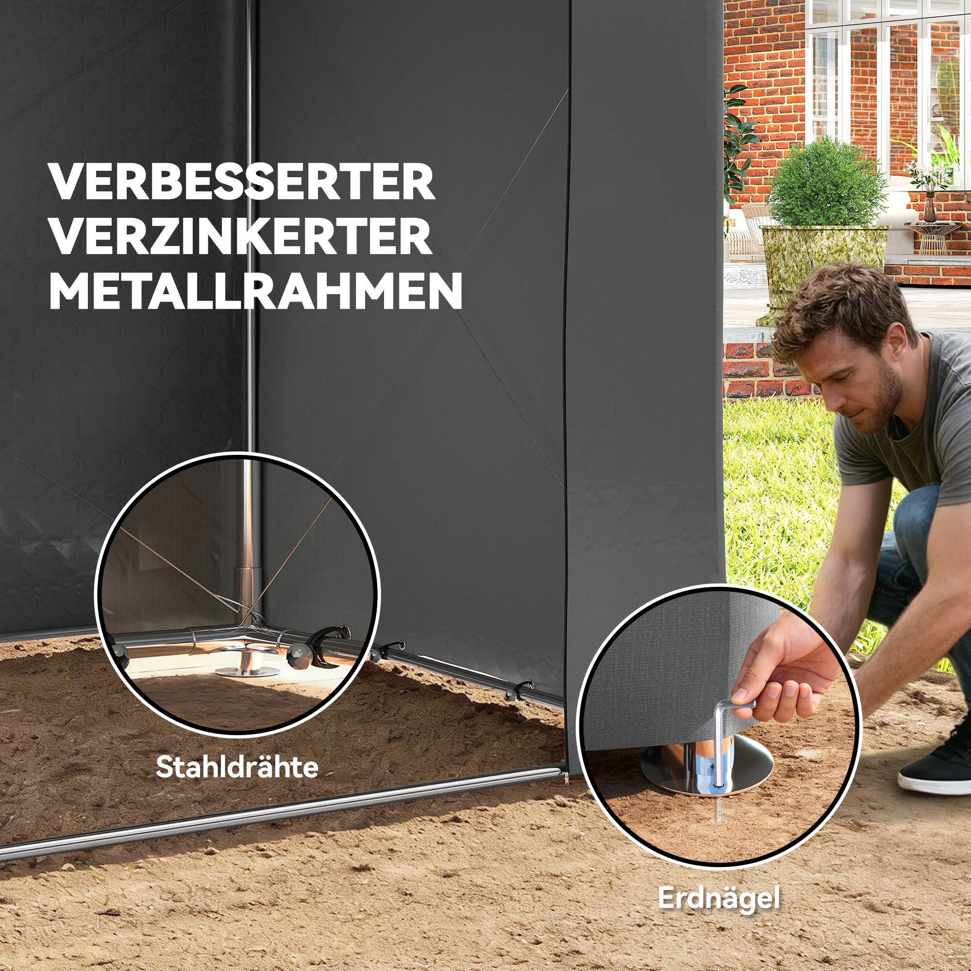 ComfortXL - Tente garage acier PE gris foncé 247 x 180 x 202 cm vélos outils protection pluie UV - ComfortXL Outdoor Living - Image 6