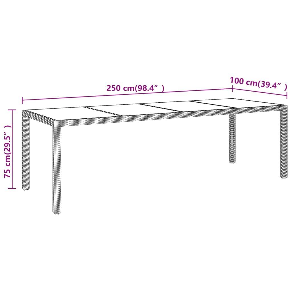 PANGIVO - Table de jardin beige résine tressée et verre trempé 250 x 100 x 75 cm - PANGIVO - Image 5