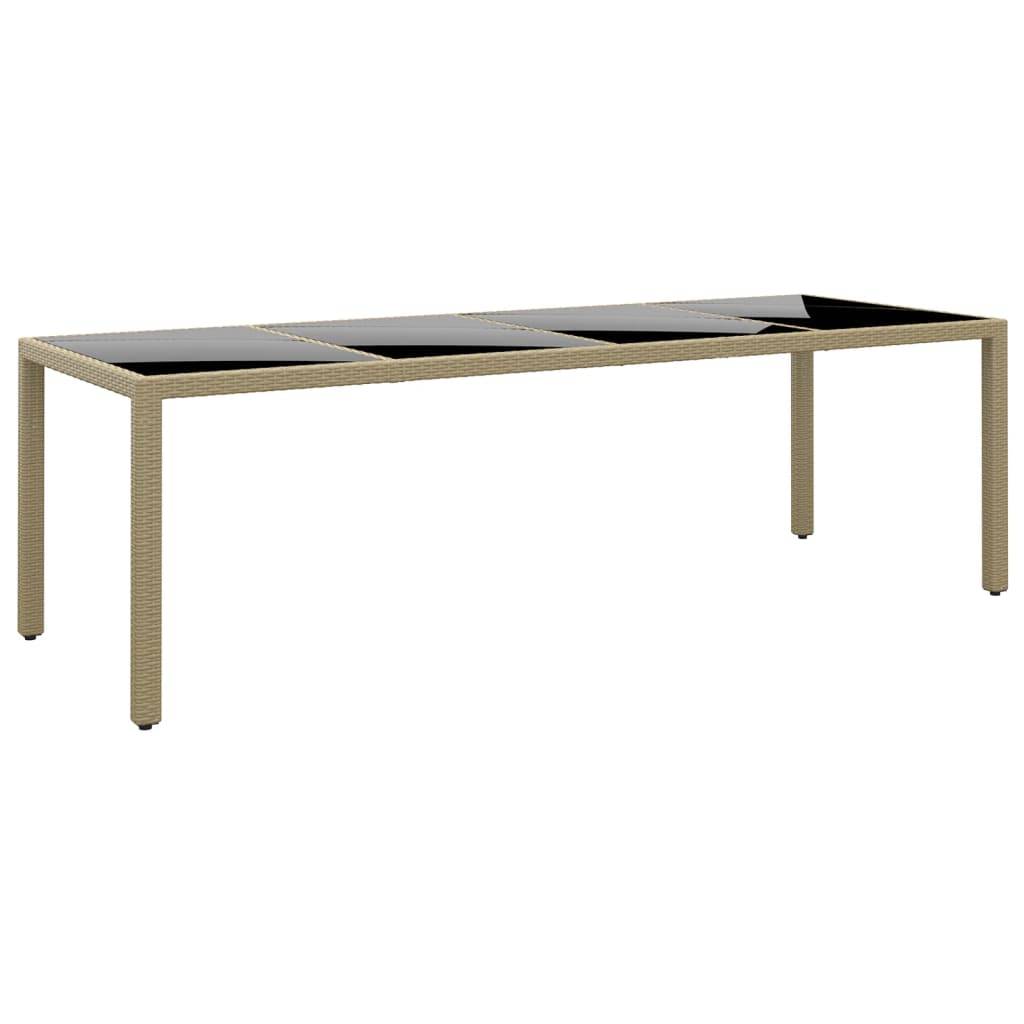 PANGIVO - Table de jardin beige résine tressée et verre trempé 250 x 100 x 75 cm - PANGIVO