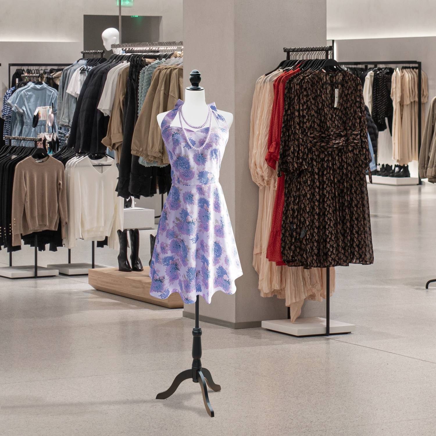 Torse de mannequin, buste de couture, mannequin de vitrine, mousse, bois, métal, blanc - Image 3