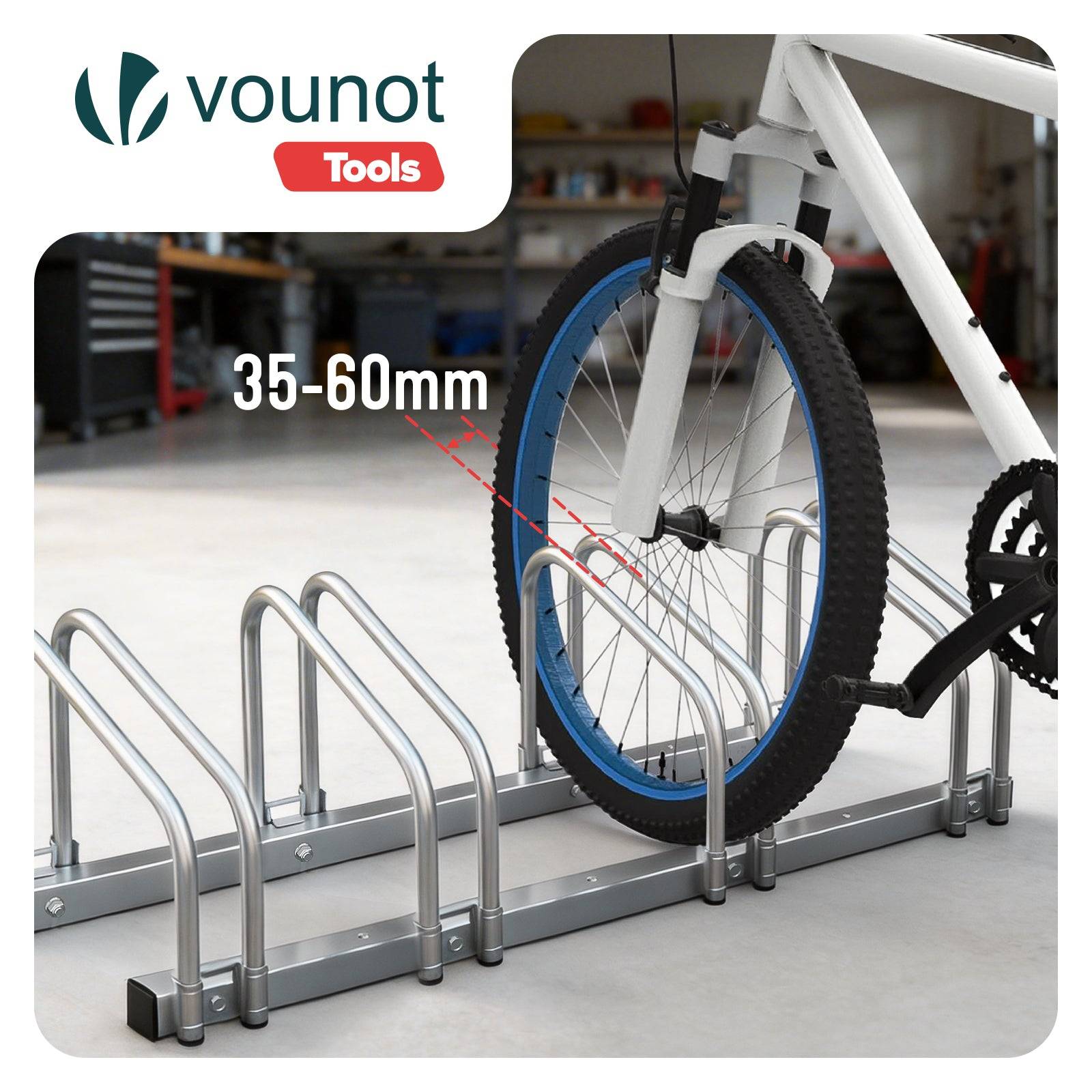 Râtelier range vélos - Support pour 4 vélos - Mural ou au sol - Porte-vélo en acier revêtu - VOUNOT® - Image 6