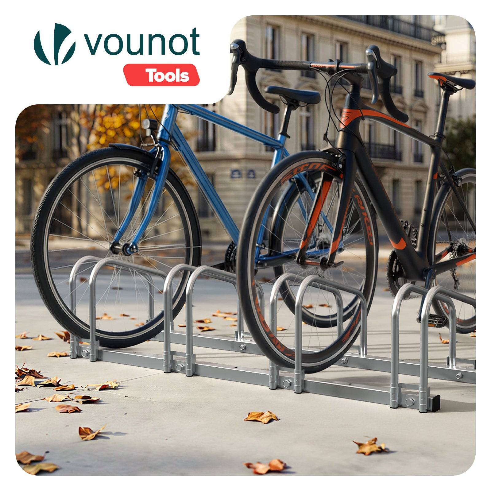 Râtelier range vélos - Support pour 4 vélos - Mural ou au sol - Porte-vélo en acier revêtu - VOUNOT® - Image 2
