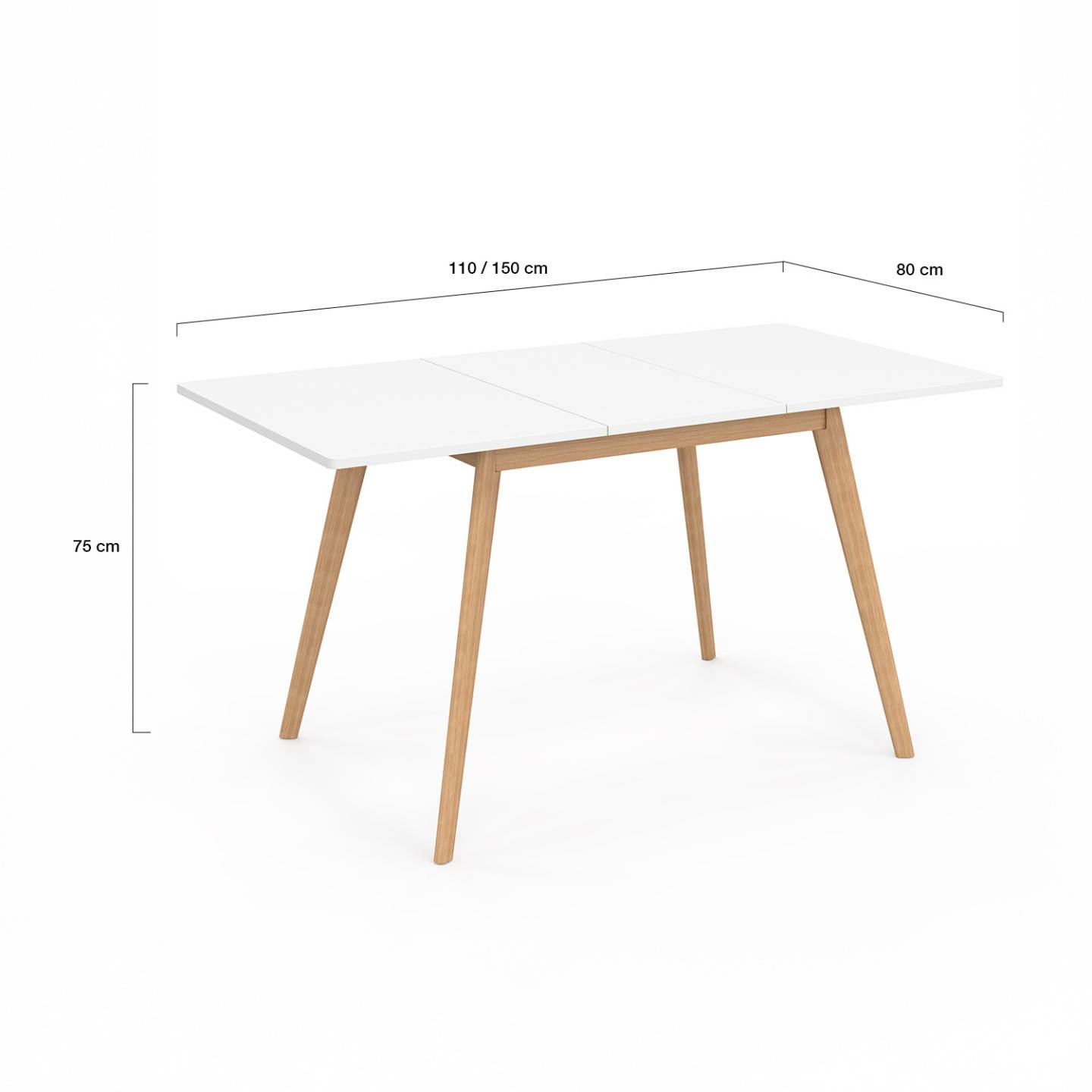 Table scandinave extensible rectangle INGA 4-8 personnes blanche 110-150 cm - Image 6