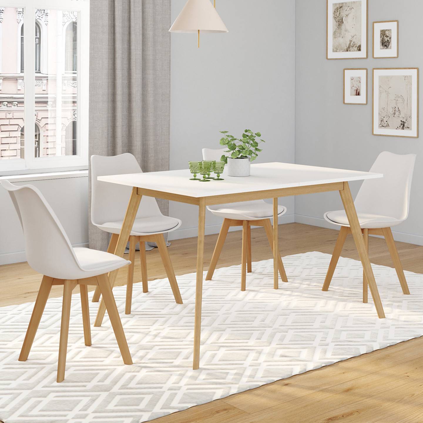 Table scandinave extensible rectangle INGA 4-8 personnes blanche 110-150 cm - Image 4