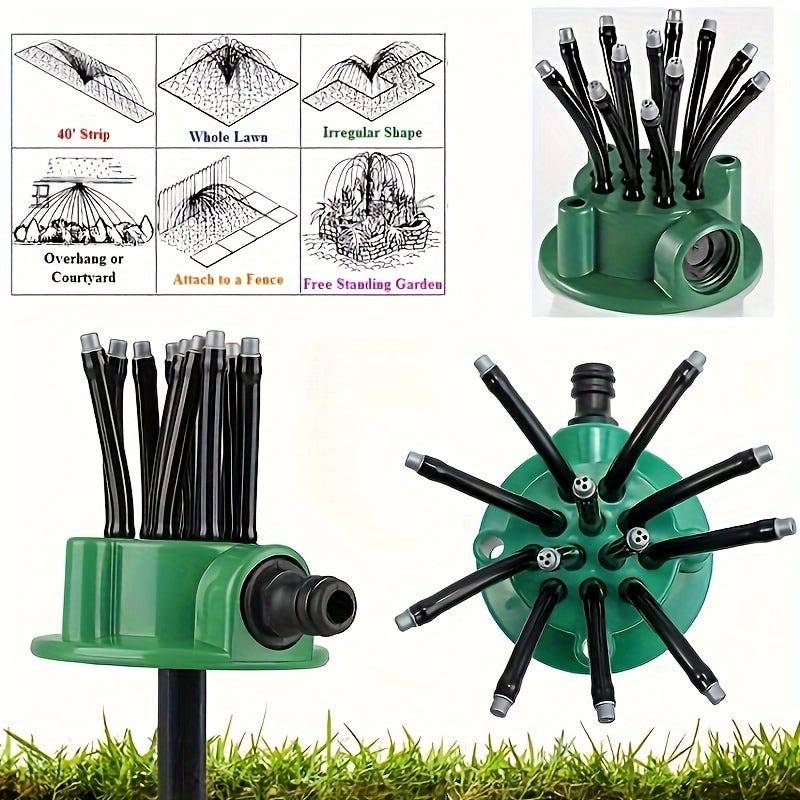 Arroseur de jardin automatique multi-têtes à 360 degrés, système d'arrosage de jardin de pelouse, outil d'irrigation de jardin, 9CM*10CM, vert-Lytech - Image 8