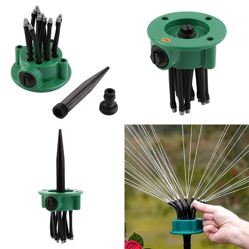 Arroseur de jardin automatique multi-têtes à 360 degrés, système d'arrosage de jardin de pelouse, outil d'irrigation de jardin, 9CM*10CM, vert-Lytech - Image 5