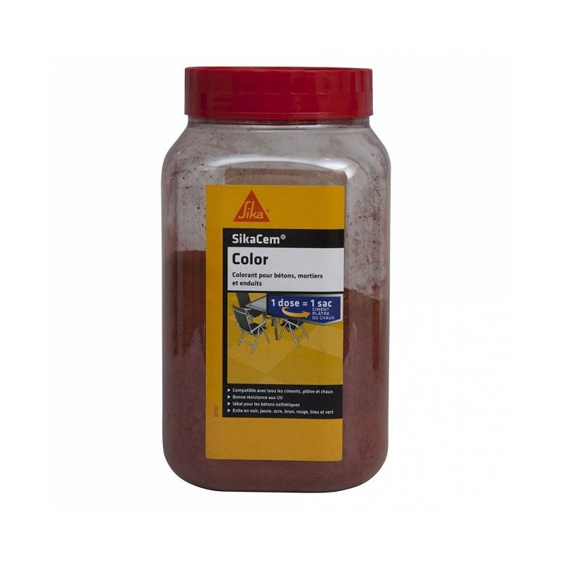 Colorant en poudre pour ciment, chaux et plâtre Sikacem Color 800g - Rouge SIKA