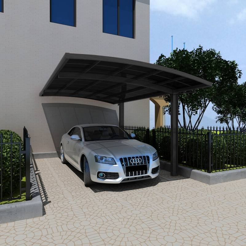 Carport autoportant 15m² aluminium polycarbonate gris anthracite Falcon X-Metal avec kit fixation - Image 1
