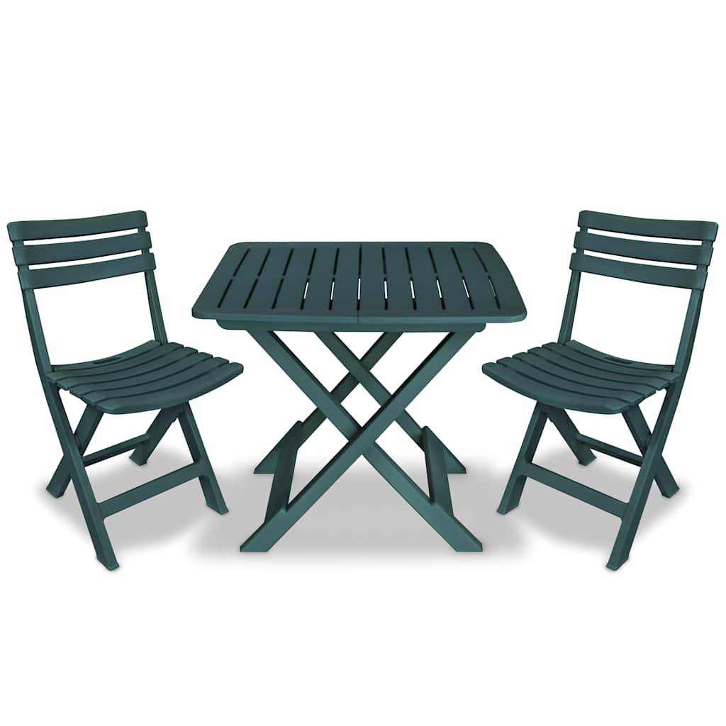 Vidaxl - Ensemble de bistro pliable 3 pcs-Salons de jardin Plastique Vert