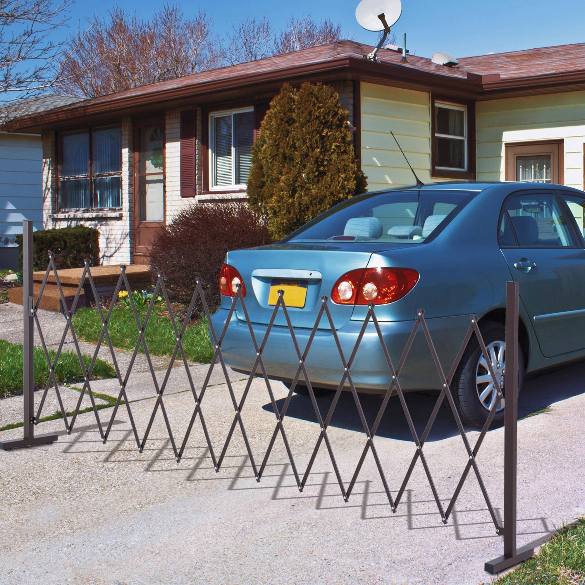 Portail/barrière extensible à ciseaux, 35-300 cm, jardin, aluminium, marron, H 103,5 cm - Image 3