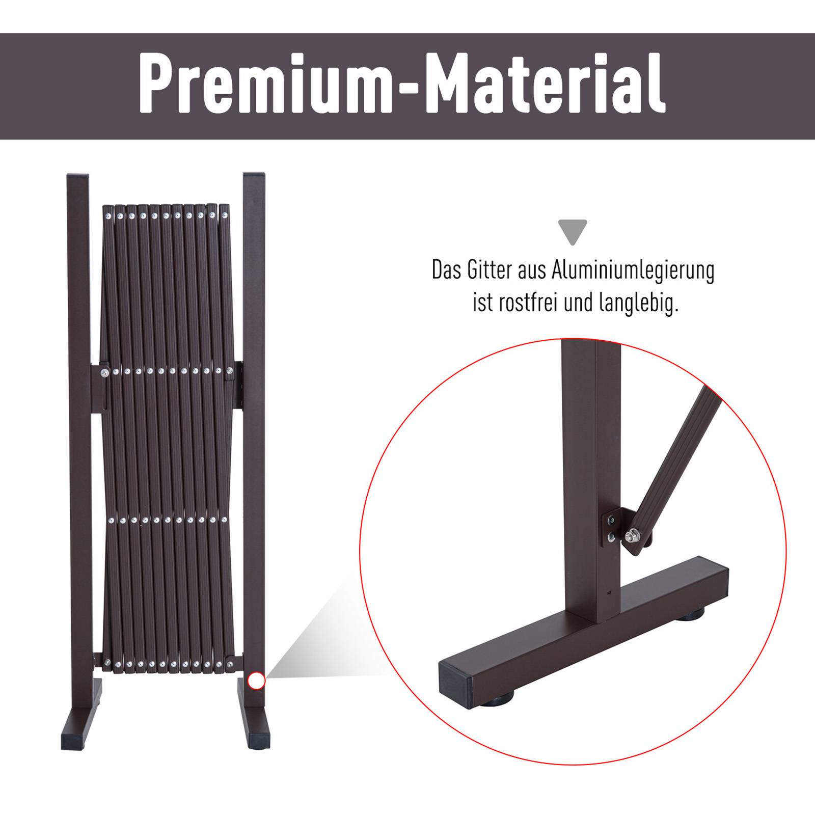 Portail/barrière extensible à ciseaux, 35-300 cm, jardin, aluminium, marron, H 103,5 cm - Image 6