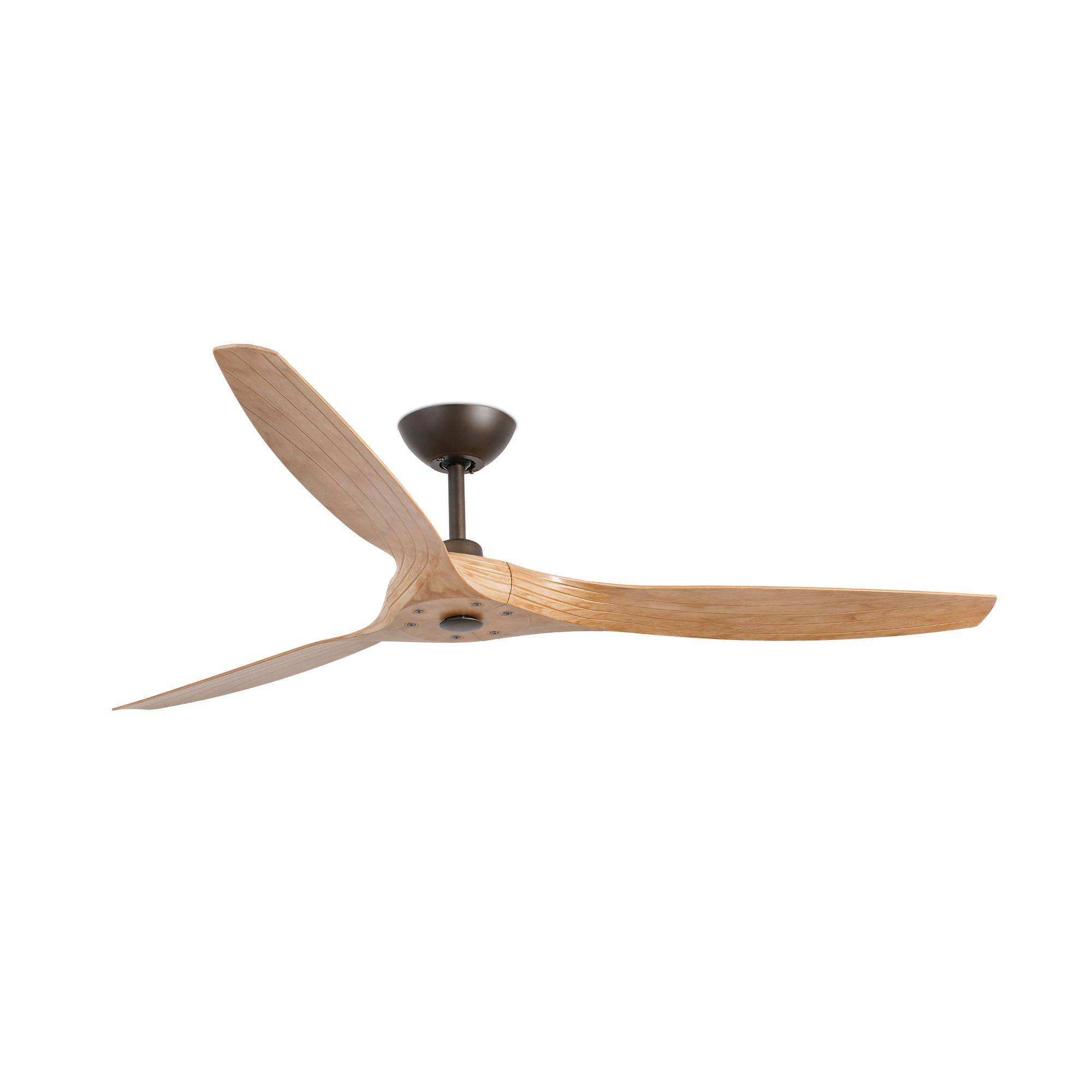 Ventilateur plafond acier marron pales bois moteur DC lumiere telecommande - Image 2