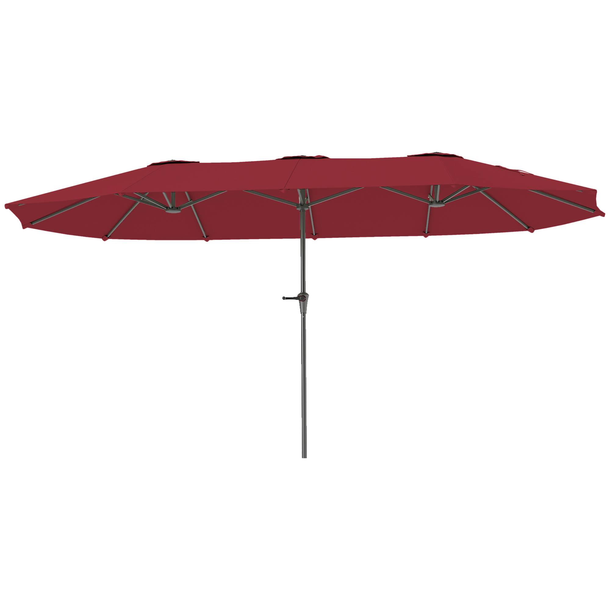 Parasol de jardin extérieur, parasol double rectangulaire - 4 x 2,2 x 2,3m Rouge vineux fr269 - Image 1