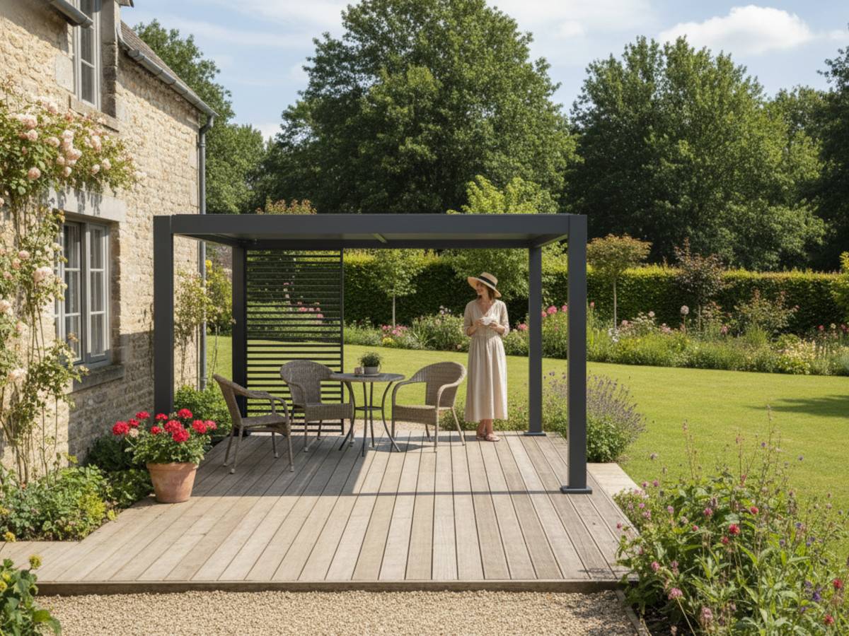 Hesperide - Persienne pour pergola bioclimatique "Evora" - 1/3 côté - 1,2 x 2,3 m Graphite Hespéride - Image 5