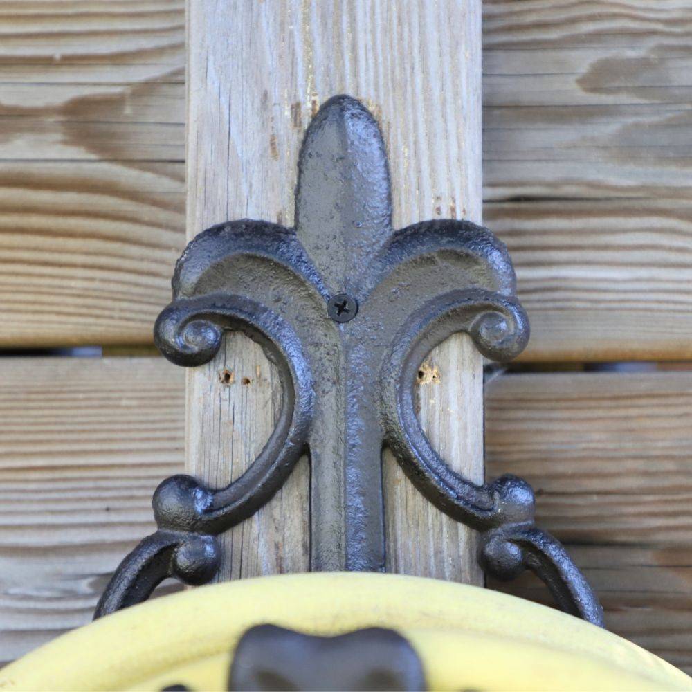 Porte-tuyau De Jardin Avec Robinet - Aluminium Noir Style Antique - 39cm - Neuf