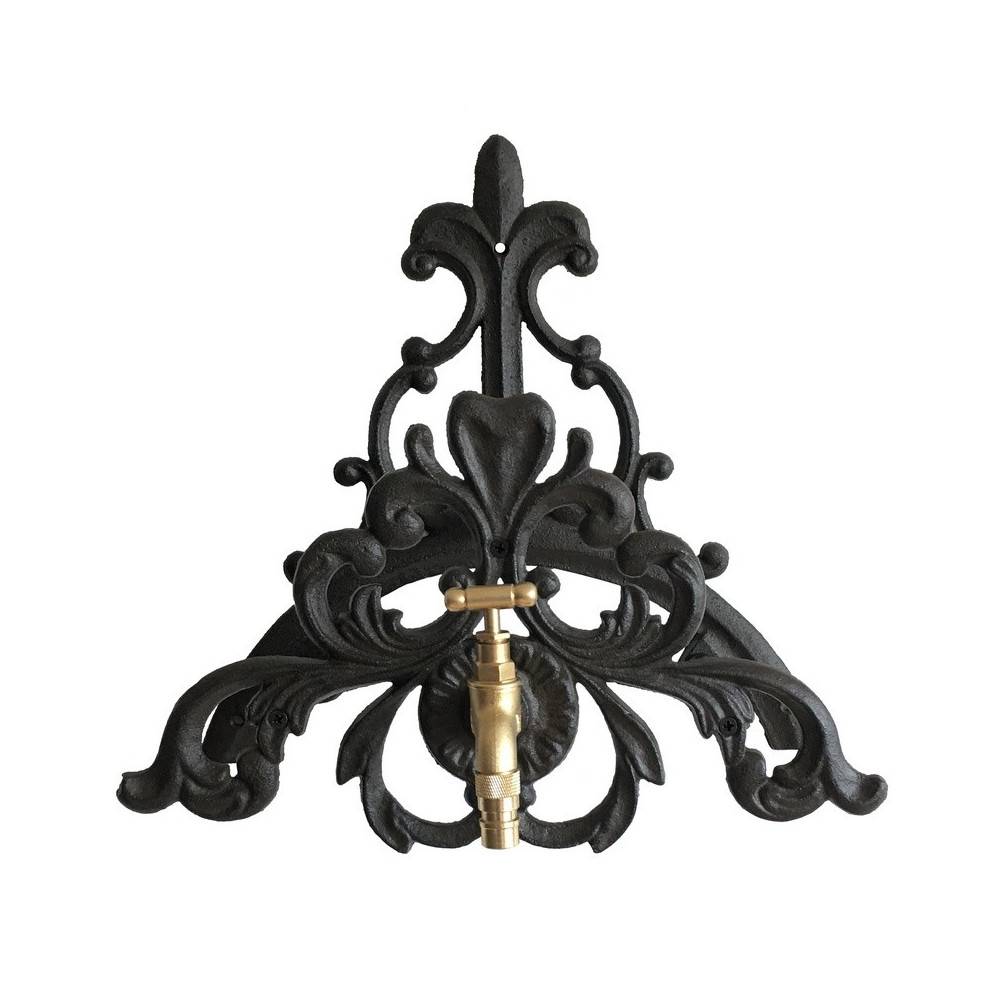 Enrouleur support mural porte tuyau arrosage robinet fonte noire 34cm Chemin de campagne - Image 1