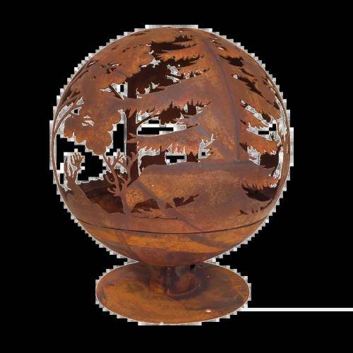 Esschert Design - Brasero rond découpe laser motif forêt couleur rouille - Image 1