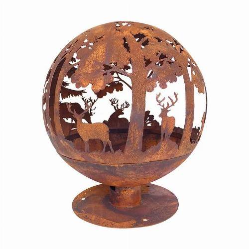 Esschert Design - Brasero rond découpe laser motif forêt couleur rouille - Image 3
