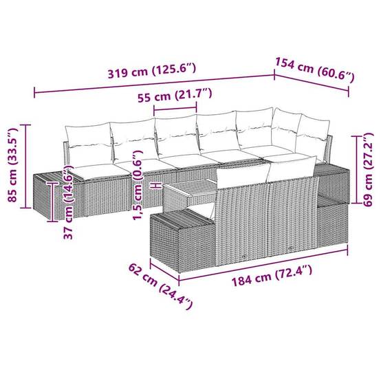 ComfortXL - Salon de Jardin 8 Places en Polyrotin Modulable 9 Pièces avec Table d'Extérieur Noir – ComfortXL Outdoor Living - Image 9