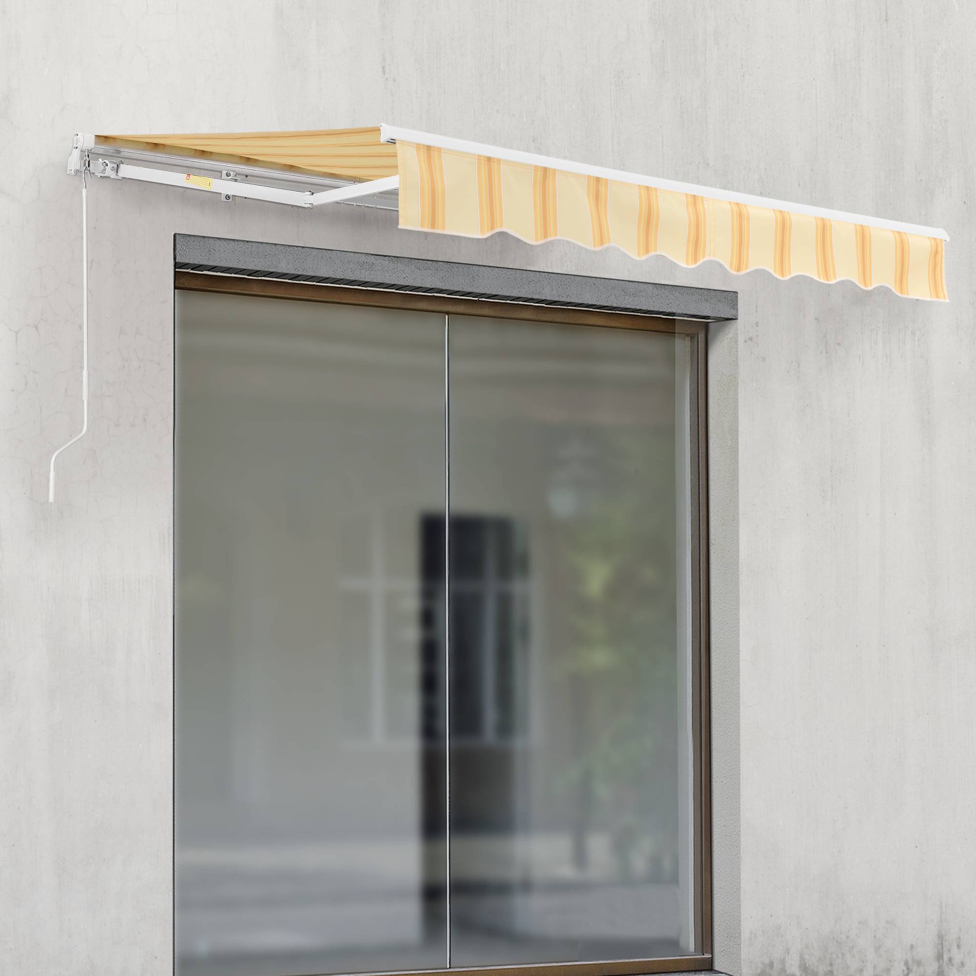 Store Banne Bitonto avec Manivelle 250 x 200 cm Jaune Blanc [en.casa] - Image 4