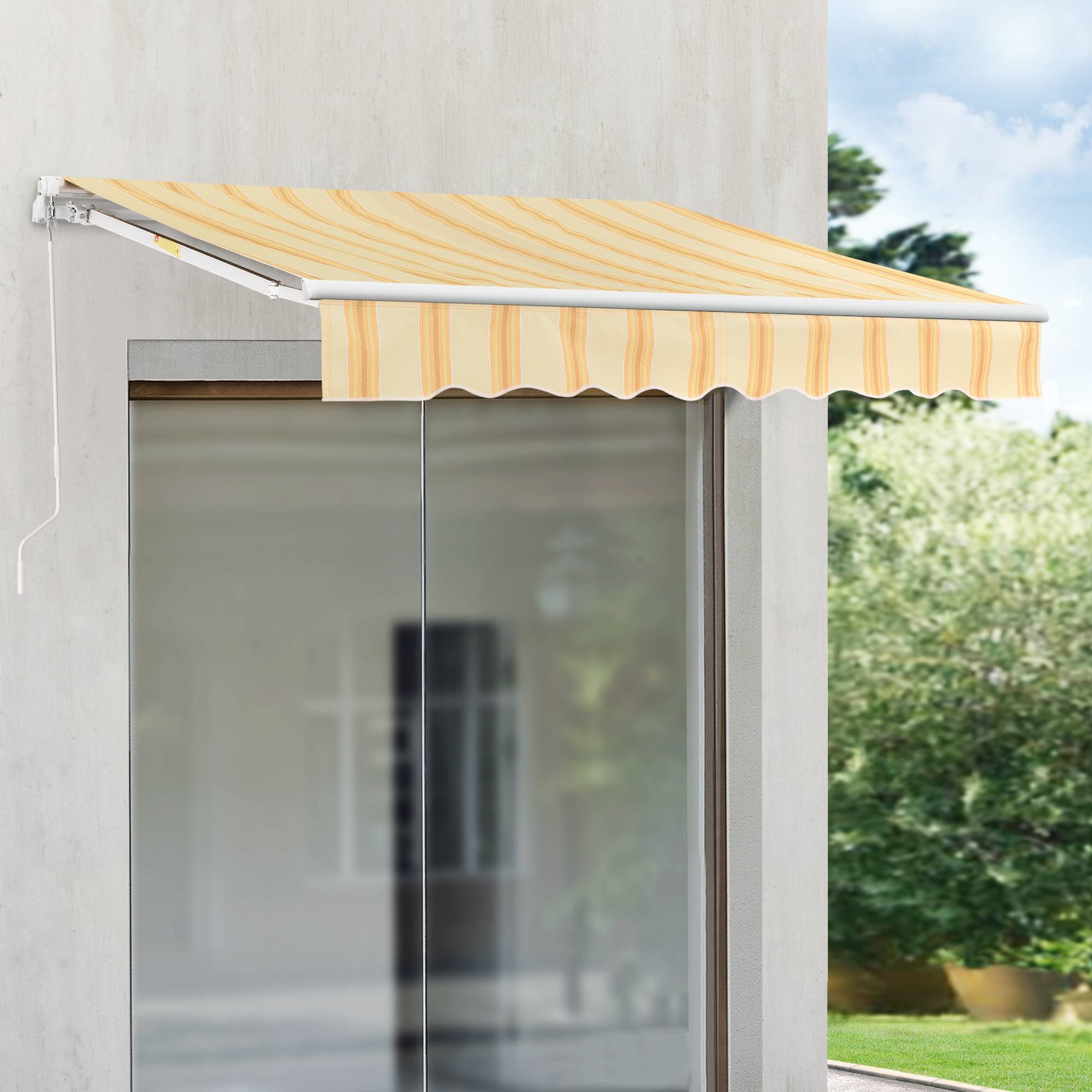 Store Banne Bitonto avec Manivelle 250 x 200 cm Jaune Blanc [en.casa] - Image 3