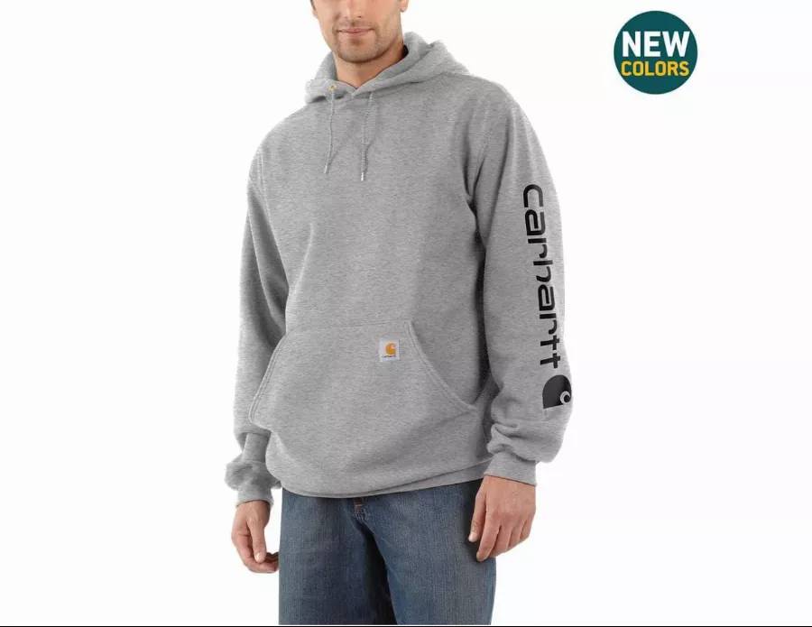 Sweatshirt CARHARTT Sleeve Logo Hooded Gris Chiné T.L - K288-E20-L