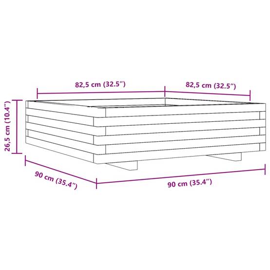 Maison Chic - Jardinière | Pot de fleurs | Cache-pot | Bac à fleurs blanc 90x90x26,5 cm bois de pin massif - Image 10