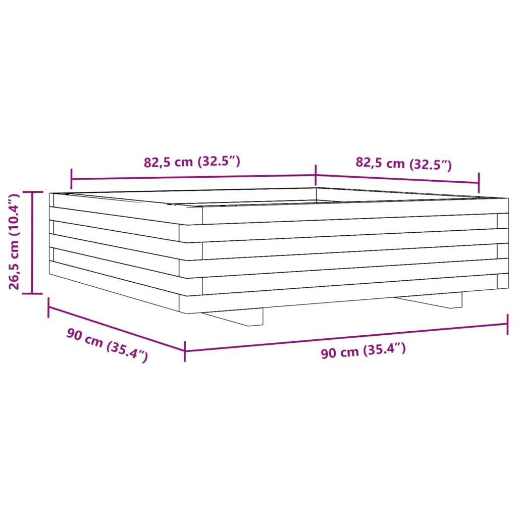 Maison Chic - Jardinière | Pot de fleurs | Cache-pot | Bac à fleurs blanc 90x90x26,5 cm bois de pin massif - Image 10