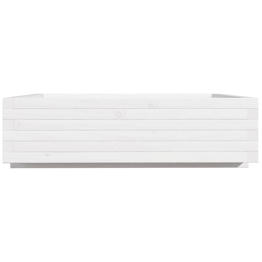 Maison Chic - Jardinière | Pot de fleurs | Cache-pot | Bac à fleurs blanc 90x90x26,5 cm bois de pin massif - Image 6