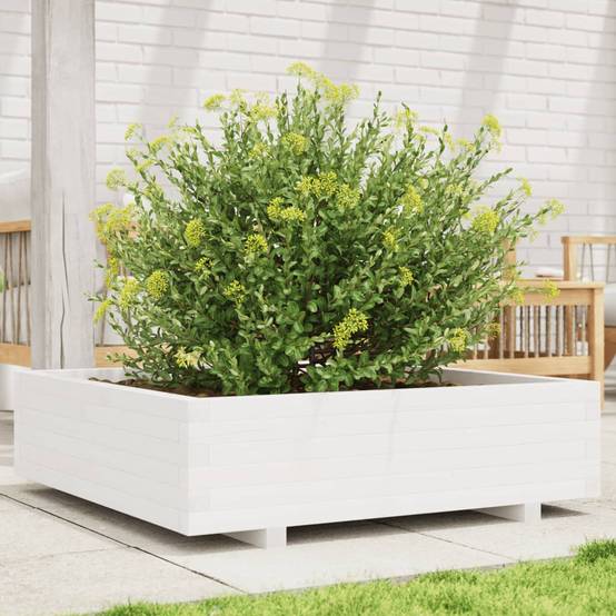Maison Chic - Jardinière | Pot de fleurs | Cache-pot | Bac à fleurs blanc 90x90x26,5 cm bois de pin massif - Image 2