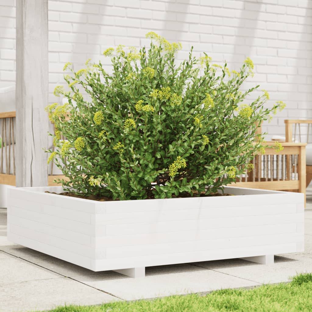 Maison Chic - Jardinière | Pot de fleurs | Cache-pot | Bac à fleurs blanc 90x90x26,5 cm bois de pin massif - Image 2